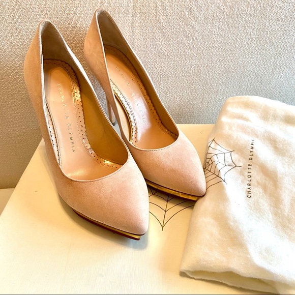 Charlotte Olympia Debbie Nude Pink Suede Sz 6 - Picture 1 of 3